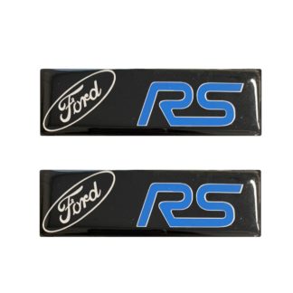 FORD RS ΣΗΜΑΤΑ ΒΙΔΩΤΑ 10 Χ 3 cm ΕΠΟΞΕΙΔΙΚΗΣ ΡΥΤΙΝΗΣ (ΥΓΡΟ ΓΥΑΛΙ) ΣΕ ΜΑΥΡΟ/ΧΡΩΜΙΟ/ΜΠΛΕ ΜΕ LOGO ΓΙΑ ΠΑΤΑΚΙΑ - 2 ΤΕΜ.