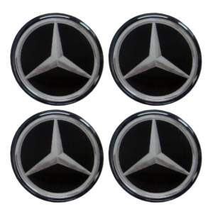 MERCEDES ΑΥΤΟΚΟΛΛΗΤΑ ΣΗΜΑΤΑ ΖΑΝΤΩΝ 5,5 cm ΜΑΥΡO/ΧΡΩΜΙΟ ΜΕ ΕΠΙΚΑΛΥΨΗ ΣΜΑΛΤΟΥ  – 4 ΤΕΜ.