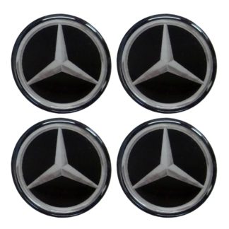 MERCEDES ΑΥΤΟΚΟΛΛΗΤΑ ΣΗΜΑΤΑ ΖΑΝΤΩΝ 5,5 cm ΜΑΥΡO/ΧΡΩΜΙΟ ΜΕ ΕΠΙΚΑΛΥΨΗ ΣΜΑΛΤΟΥ - 4 ΤΕΜ.