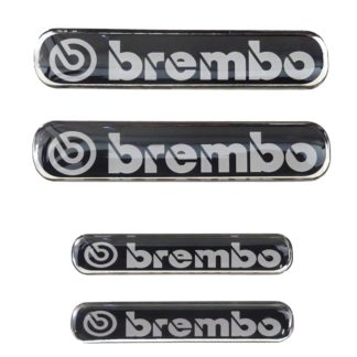 BREMBO ΑΥΤΟΚΟΛΛΗΤΑ 7,2 Χ 1,5 cm / 5,3 x 1 cm ΜΑΥΡΟ/ΧΡΩΜΙΟ ΜΕ ΕΠΙΚΑΛΥΨΗ ΕΠΟΞΕΙΔΙΚΗΣ ΡΥΤΙΝΗΣ (ΥΓΡΟ ΓΥΑΛΙ) - 4 ΤΕΜ.