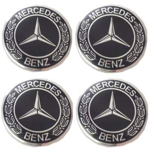 MERCEDES ΤΑΠΕΣ ΚΕΝΤΡΟΥ ΖΑΝΤΑΣ ΧΡΩΜΙΟ/ΜΑΥΡΟ ΚΟΥΜΠΩΤΕΣ (ΕΣΩΤΕΡ. 71mm ΚΑΙ ΕΞΩΤΕΡ. 75mm) – 4ΤΕΜ.