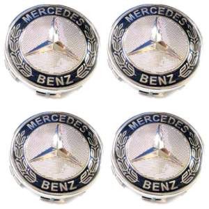 MERCEDES ΤΑΠΕΣ ΚΕΝΤΡΟΥ ΖΑΝΤΑΣ ΜΠΛΕ/ΑΣΗΜΙ ΚΟΥΜΠΩΤΕΣ ΜΕ ΑΝΑΓΛΥΦΟ ΣΗΜΑ (ΕΣΩΤΕΡ. 71mm ΚΑΙΕΞΩΤΕΡ. 75mm) – 4 ΤΕΜ.